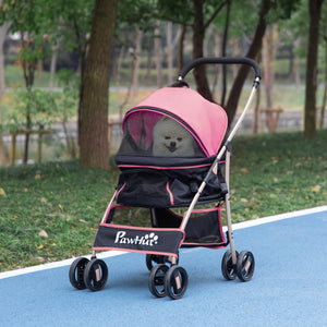 4 Wheels Pet Stroller, 3 in 1 Dog Cat Travel Folding Carrier, for Small Dogs, Detachable, w/ Brake, Canopy – view 7