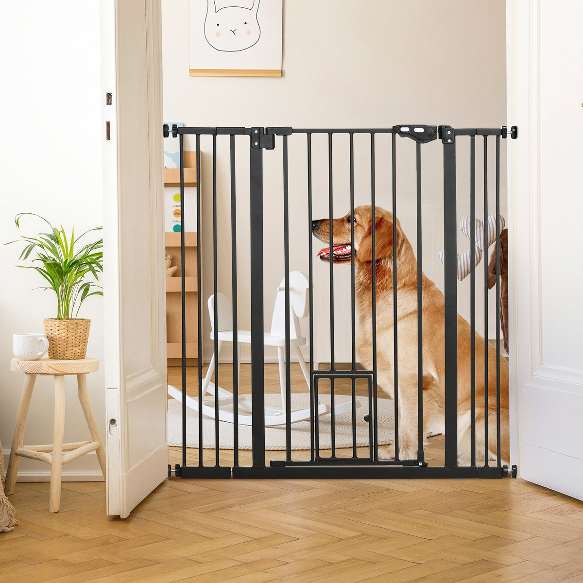 41" Easy Open Indoor Dog Gates for Doorways, House, Stair - Black – view 21