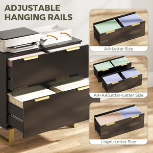 Lateral File Cabinet with 2 Drawers, Modern Filing Cabinet for Letter/A4/Legal Size Files, High Gloss Black – view 4