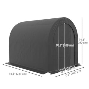 5' x 8' Outdoor Storage Shed, Heavy Duty Galvanized Steel Portable Shed for Bike, Motorcycle, Garden Tools – view 23