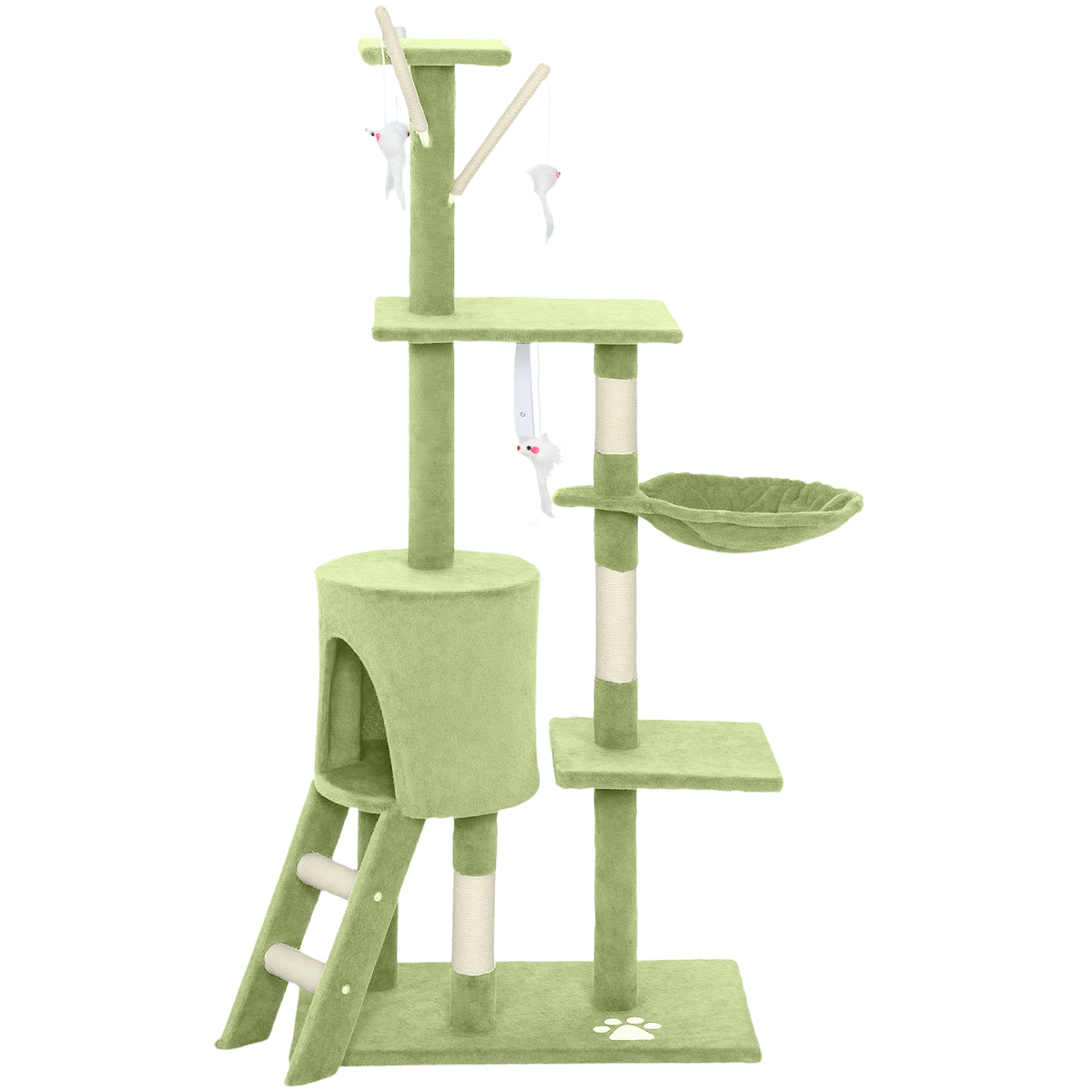 53" Cat Tree Tower, Kitten Activity Centre with Scratching Posts, Condo, Perches, Ladder, Hammock – view 22