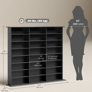 Media Storage Cabinet, 8-Tier DVD Shelf with 18 Adjustable Shelves, Holds 1032 CDs, 594 DVDs or Blu-rays – view 2