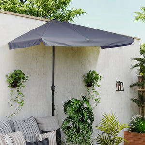 9.8ft Half Umbrella Semi Round Patio Parasol with Crank Handle, Top Vent for Garden – view 34