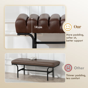 Bedroom Bench PU Leather End of Bed Bench with Cylindrical Seat and Metal Legs for Bedroom Living Room – view 11