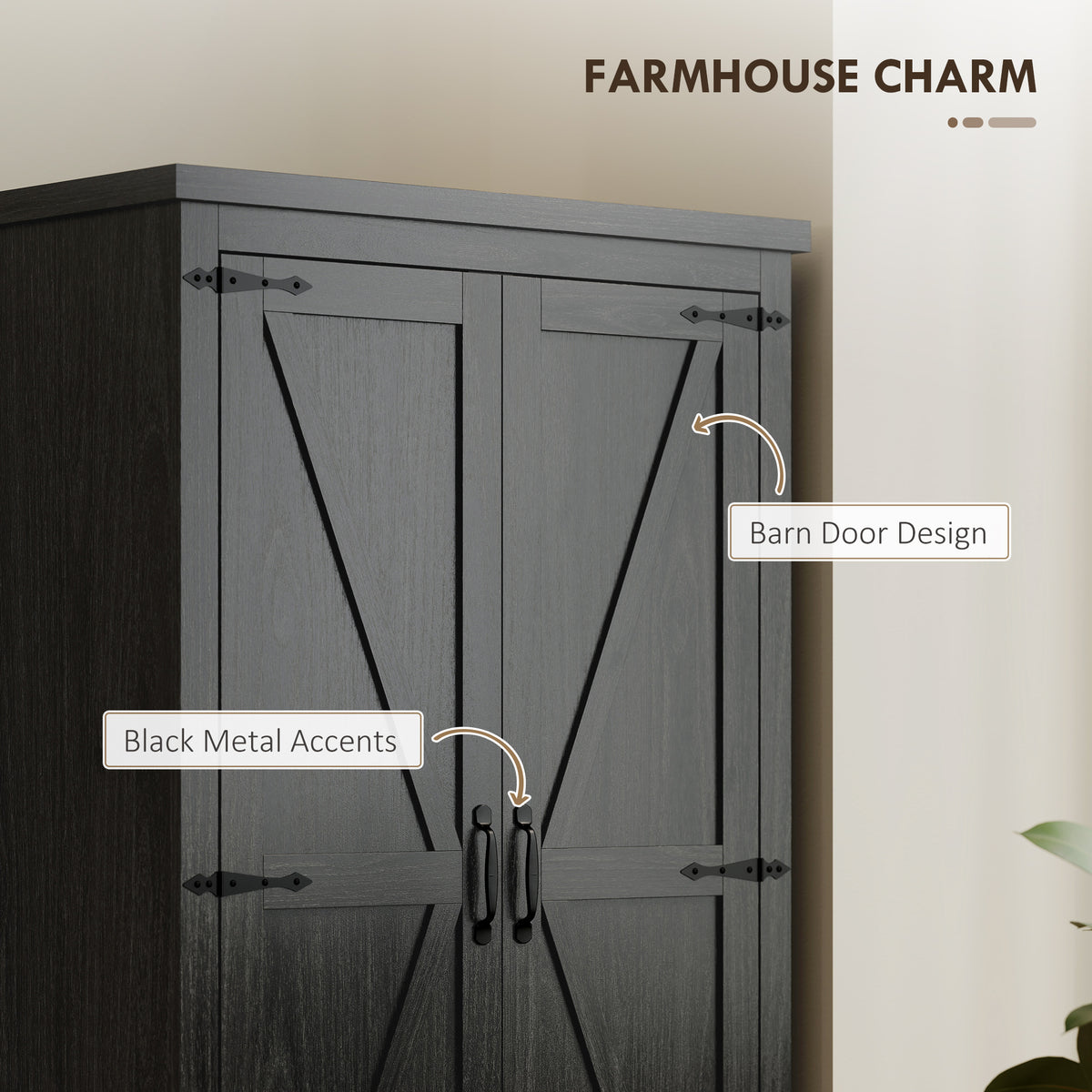 Farmhouse Kitchen Pantry Storage Cabinet, 64" Freestanding Kitchen Pantry Cabinet with Drawers – view 3
