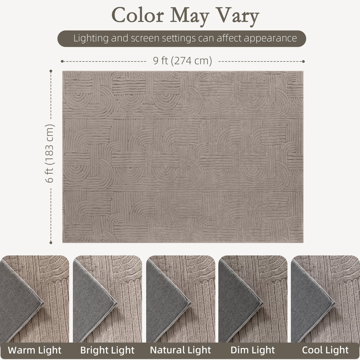 6x9 Area Rug, Luxurious Faux Fur Rug, Non-Slip Floor Carpet for Living Room, Bedroom, Dining Room, Tan – view 3