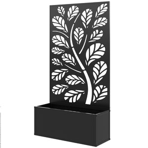 Metal Raised Garden Bed with Privacy Panel, Freestanding or Wall Mounted Outdoor Planter Box for Garden, Patio