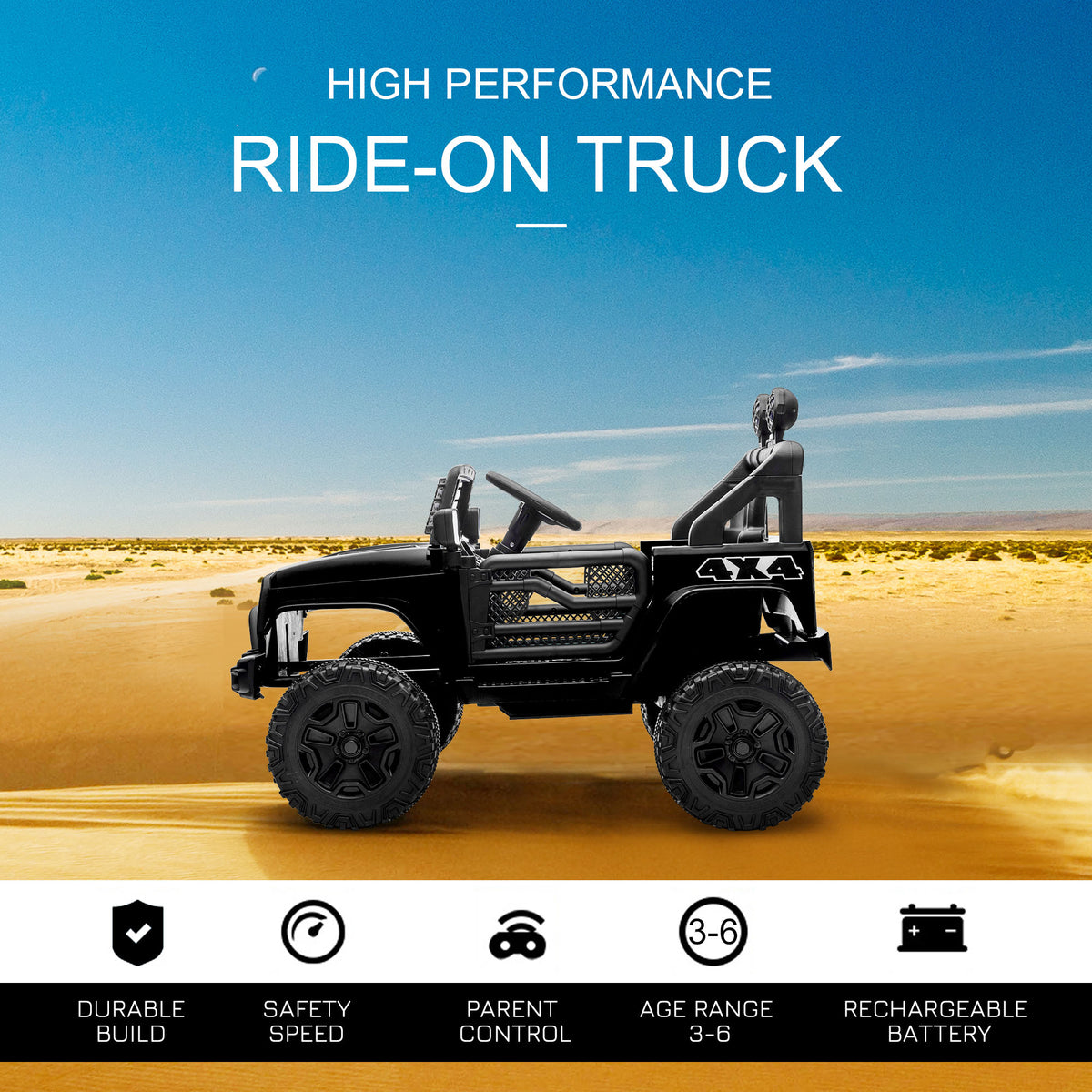 Aosom 12V Battery Powered Kids Ride On Car Off Road Truck Toy w/ Parent Remote