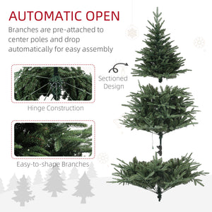5ft Prelit Artificial Christmas Tree with 542 Tips, Warm White LED Lights, Steel Base, Hinged Xmas Tree, Auto Open