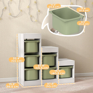 Qaba 3 Layers Toy Storage Organizer Kids Bookshelf Children Toy Storage w/ 6 Plastic Bins