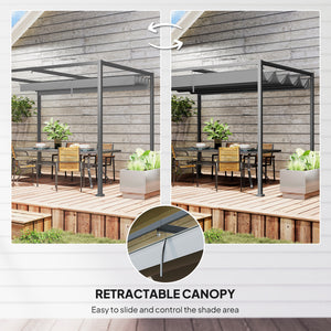 10x7ft Pergola with Retractable Roof Outdoor Patio Sun Shelter Garden Grape Tent Water-resistant Yard Shade – view 5