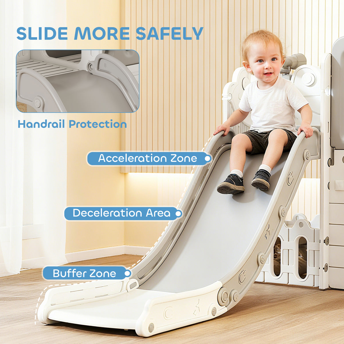 Qaba 7-in-1 Toddler Slide, Kids Slide Climber Playset with Playhouse and Basketball Hoop for 1-4 Years