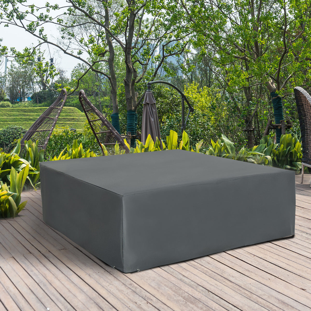 Patio Furniture Covers Waterproof for Lounge Chair Set, 600D Heavy Duty Oxford Patio Cover, 80.7" x 75.6" x 24", Grey