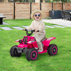 Qaba 6V Kids ATV Quad, 4 Wheeler Battery Powered Electric Ride on Car w/ Lights, Forward Backward
