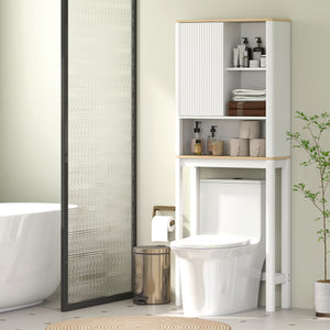 Over The Toilet Storage Cabinet, Bathroom Space Saver Cabinet with Adjustable Shelf, Bathroom Organizer, White