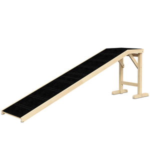 Pet Ramp Bed Steps for Dogs Cats Non-slip Carpet Top Platform Pine Wood 74"L x 16"W x 25"H Brown