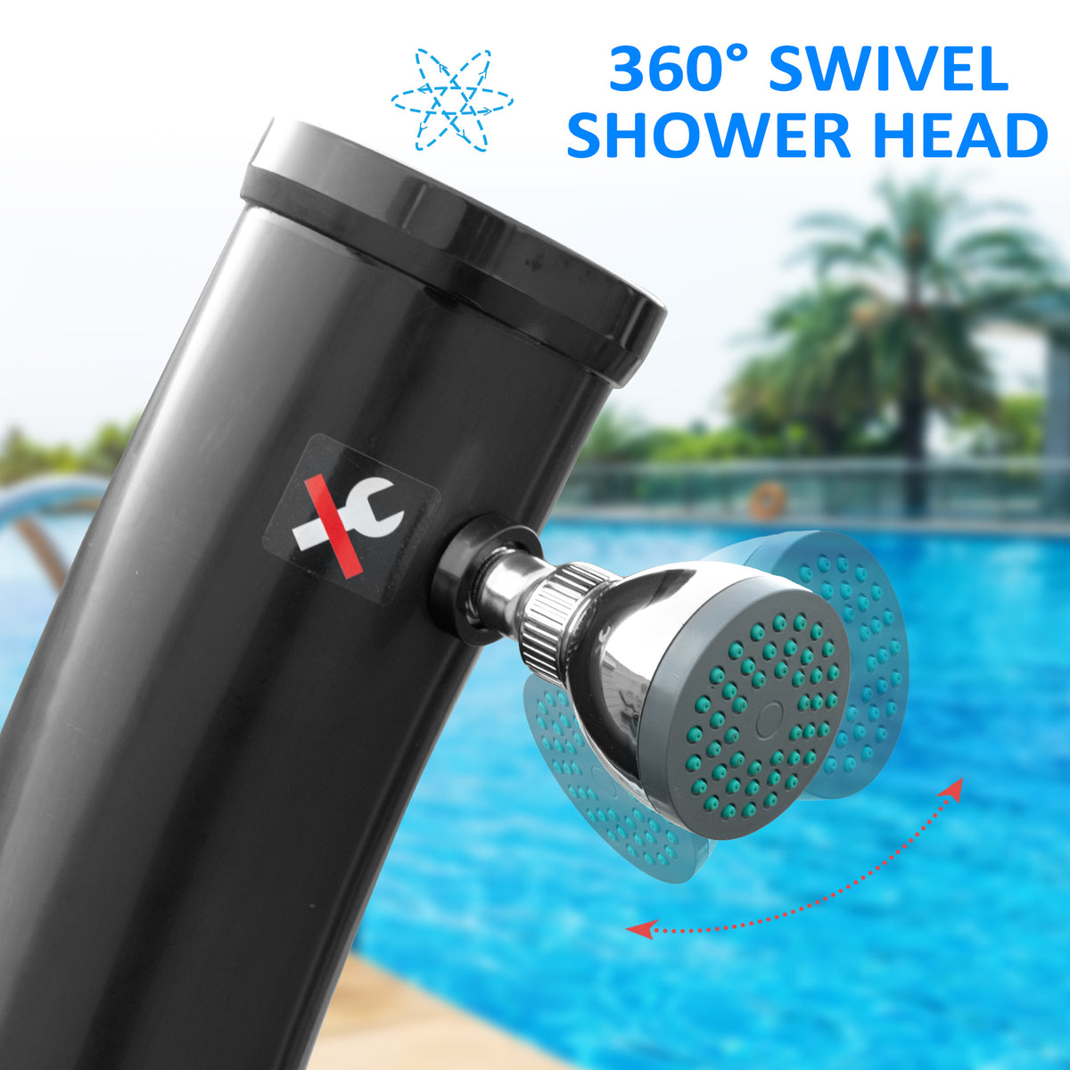 Solar Outdoor Shower, 5.3-Gallon Garden Shower with Adjustable Water Temperature up to 140°F, Black