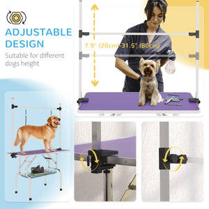 Adjustable Dog Grooming Table with 2 Safety Slings, Storage Basket, Black – view 31