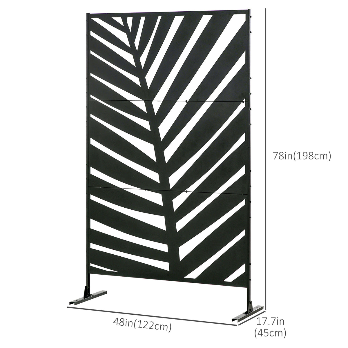 Metal Outdoor Privacy Screen, 48" x 78" H Decorative Outdoor Divider with Stand and Expansion Screws, Freestanding Privacy Panel for Garden Backyard Deck Pool, Banana Leaf