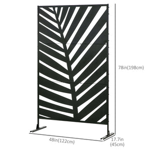 Metal Outdoor Privacy Screen, 48" x 78" H Decorative Outdoor Divider with Stand and Expansion Screws, Freestanding Privacy Panel for Garden Backyard Deck Pool, Banana Leaf