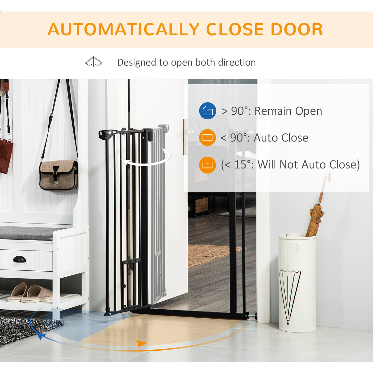 41" Easy Open Indoor Dog Gates for Doorways, House, Stair - Black – view 18
