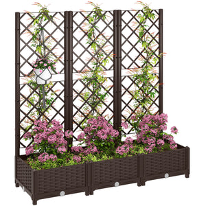 Raised Garden Bed with Trellis, Plastic Raised Flower Bed with Drainage Holes and Drain Plugs – view 15