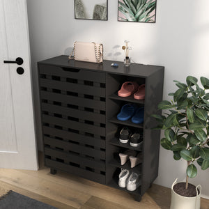 Shoe Cabinet, 21 Pair Shoe Storage Cabinet Organizer with 5-tier Double Door Cupboard and 5-tier Open – view 14