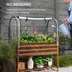 Raised Garden Bed with Cover, Metal Elevated Planter Box with Bottom Shelf and Liner, Black – view 20