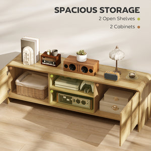 TV Stand for up to 65 Inch TV, Nordic Entertainment Center with 2 Cabinets and 2 Open Shelves for Living Room, Natural