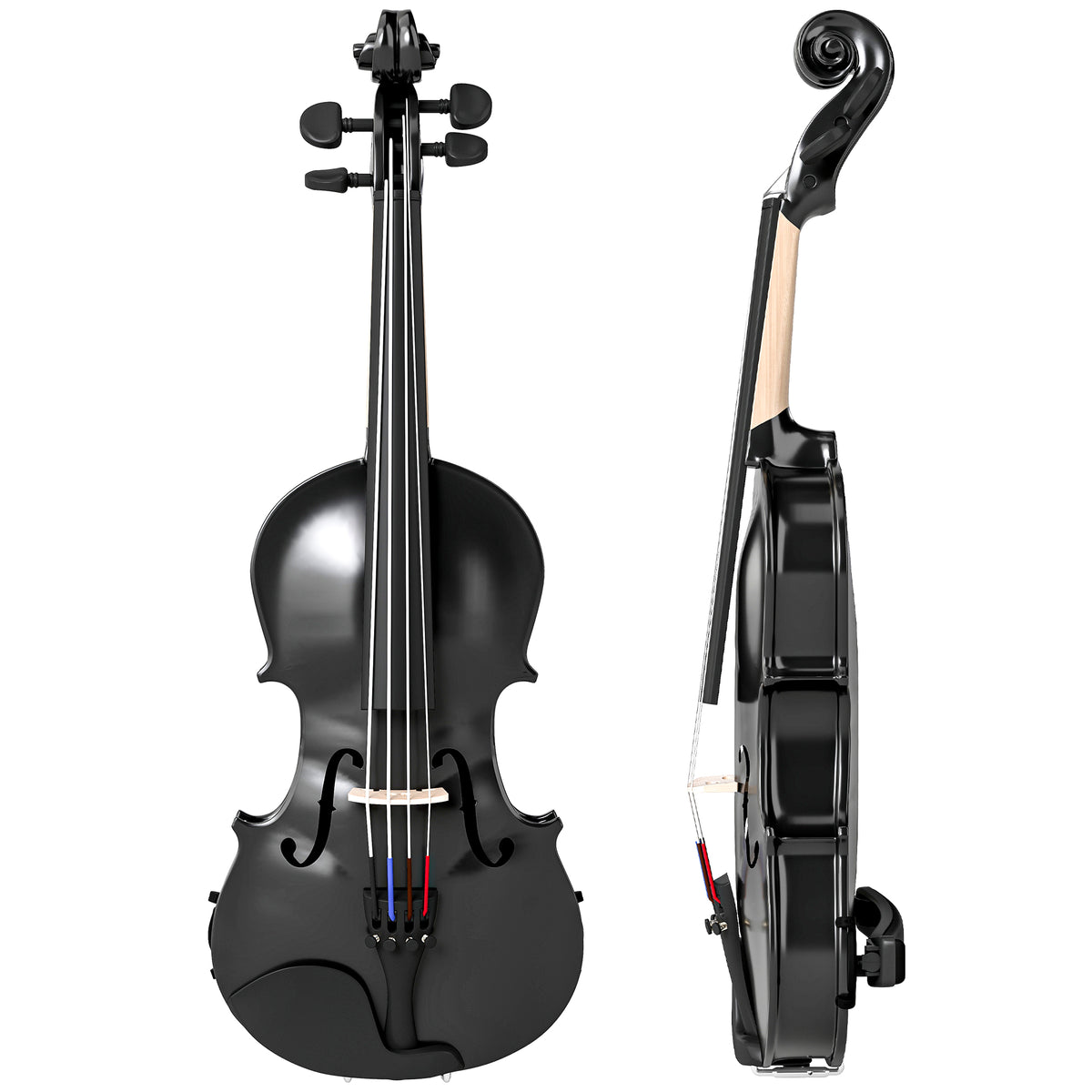4/4 Full Size Violin, Wood Acoustic Violin Set for Beginners, Adults, with Case, Rosin, Shoulder Rest, Black