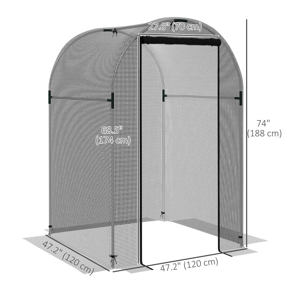 Galvanized Steel Crop Cage, Plant Protection Tent with Zippered Door, 4' x 4', Black – view 2