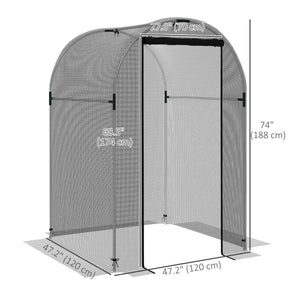 Galvanized Steel Crop Cage, Plant Protection Tent with Zippered Door, 4' x 4', Black – view 2