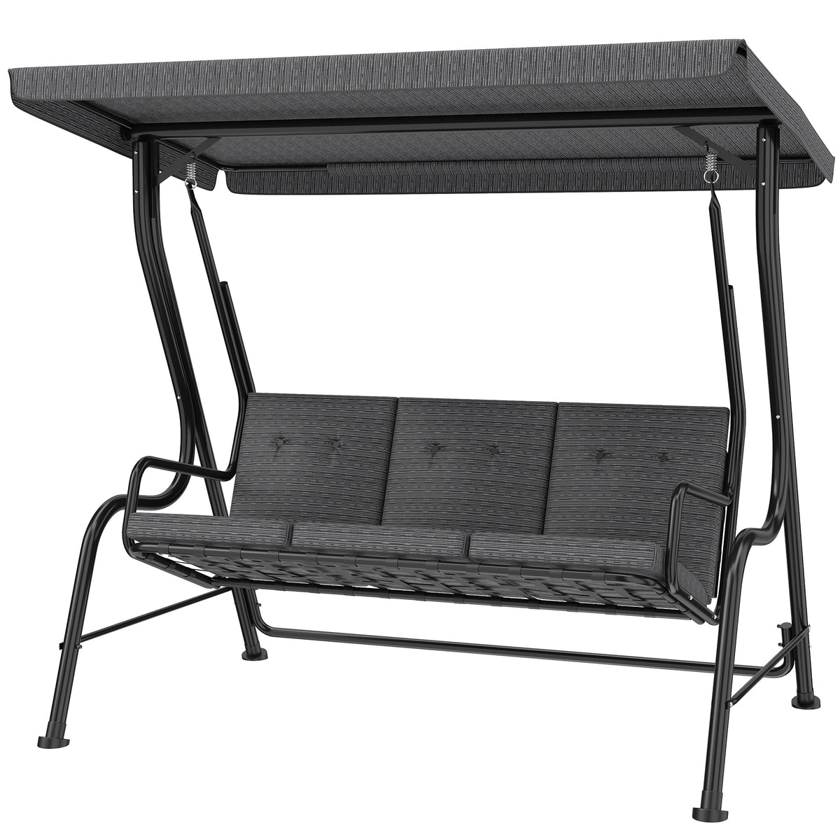 3-Person Porch Swing Chair, Patio Swing Bench with Adjustable Canopy – view 3
