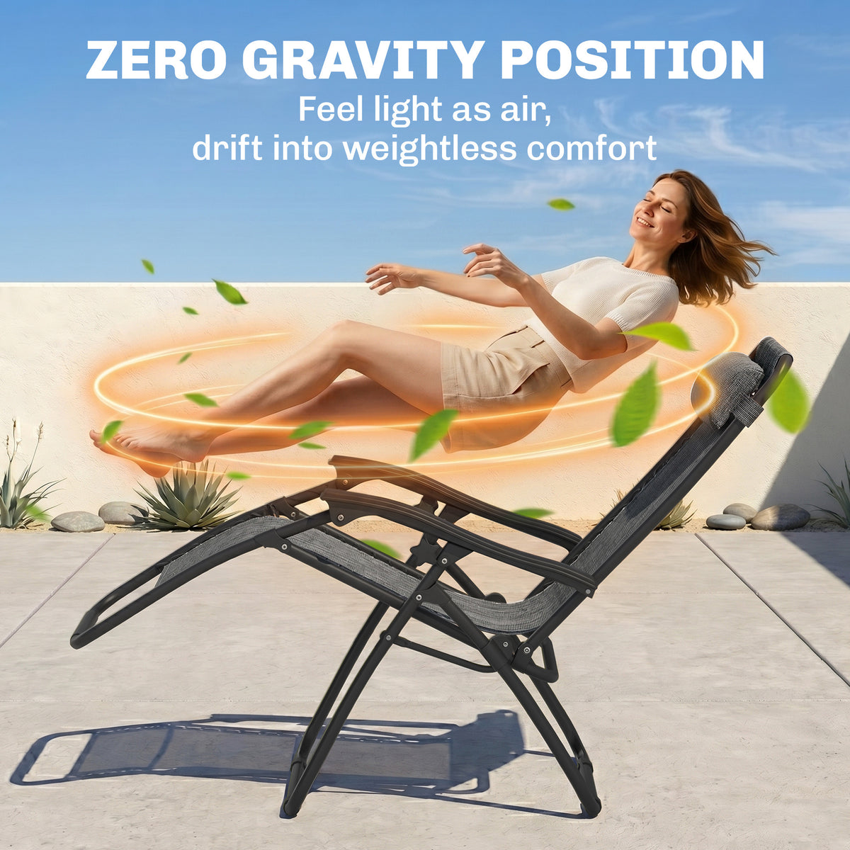 Zero Gravity Chair Set of 2 Patio Chair with Side Table Cupholders and Pillows for Pool, Backyard, Lawn – view 17