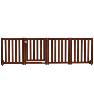 23.5"H Foldable Dog Gate with Door, 4 Panels Freestanding Pet Gate Barriers Indoor with Support Feet – view 4