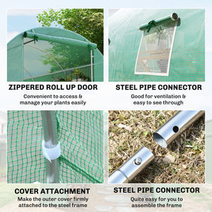 26' x 10' x 6.6' Large Walk in Tunnel Greenhouse Garden Plant Seed Green House Premium Steel Frame