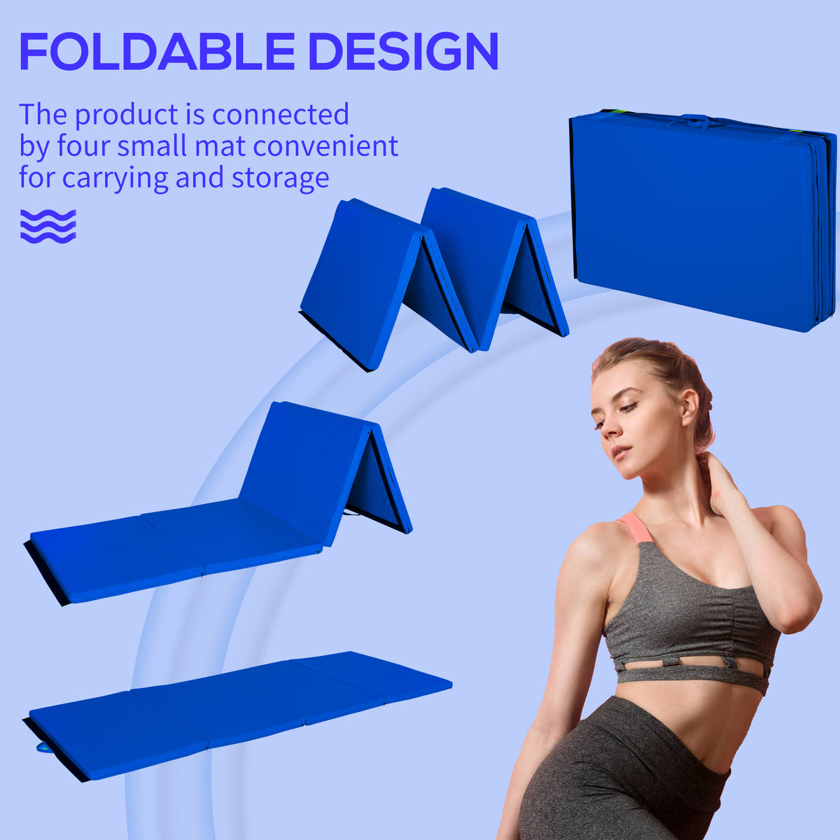 Soozier 4'x10'x2" Folding Gymnastics Tumbling Mat, Exercise Mat with Carrying Handles for Yoga, MMA, Martial Arts, Dark