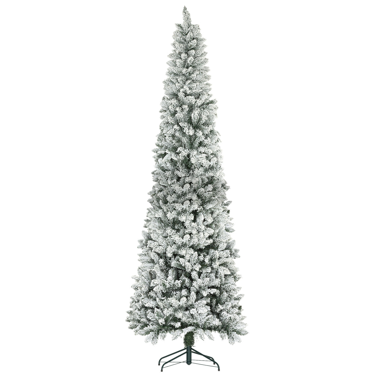 6ft Pencil Christmas Tree, Flocked Tree with 479 Branch Tips and Metal Base for Home, Indoor, Holiday