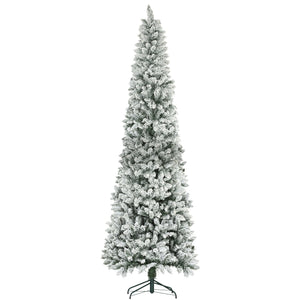 6ft Pencil Christmas Tree, Flocked Tree with 479 Branch Tips and Metal Base for Home, Indoor, Holiday