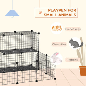 Small Animal Cage Rabbit Cage with Door, Guinea Pig Playpen, Small Animal Fence for Bunny, Chinchilla, Freret, Chinchilla, Indoor and Outdoor Use, Total 31 Panels, 41.3" x 41.3" x 27.6"