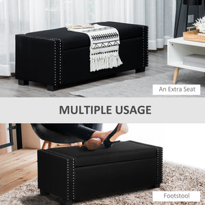 Upholstered Flip Top Storage Bench Fabric Ottoman for Bedroom, Living room, Dark Grey – view 6