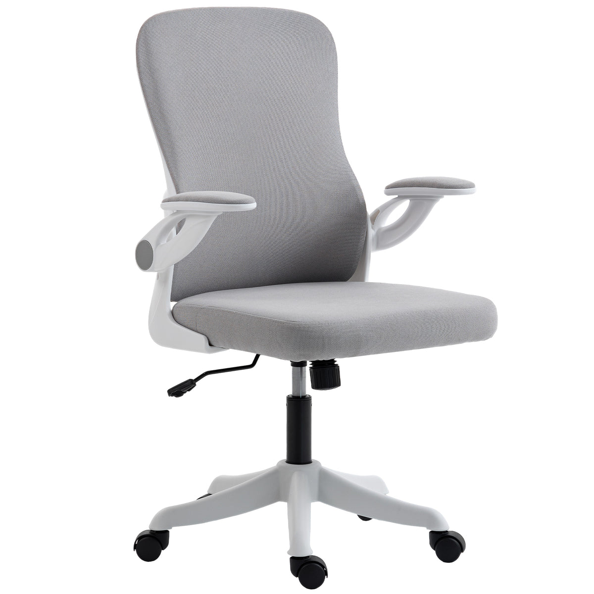 Ergonomic Office Chair, Swivel Desk Chair with Adjustable Lumbar Support and Height, Flip-up Armrests, Wheels, Grey