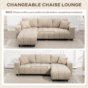 Sectional Couch with Integrated Seat, 3 Seater L-Shaped Sofa with Changeable Chaise, Spring Cushion – view 3