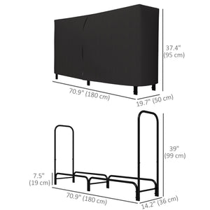 6ft Outdoor Firewood Rack with Cover, Adjustable Wood Storage Holder – view 2