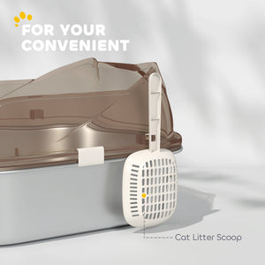 Stainless Steel Cat Litter Box with High Sided Enclosure, Scoop, Non-Sticky & Anti-Urine Leakage, Easy Cleaning