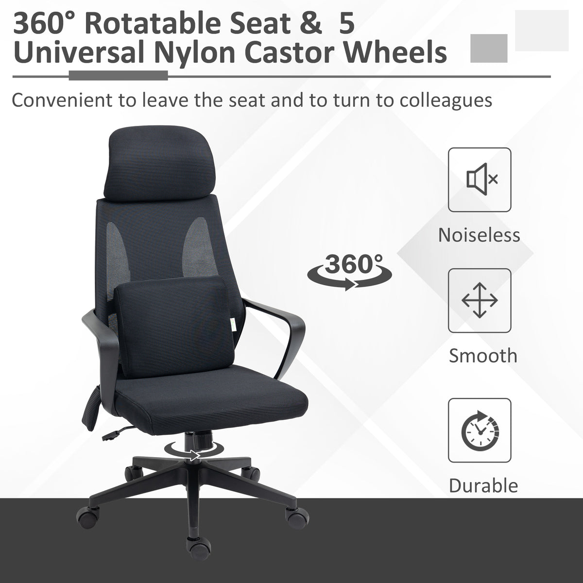 Office Chair High Back, Ergonomic Mesh Computer Chair Executive Task Chair with Massage Lumbar Support & Headrest Rocking