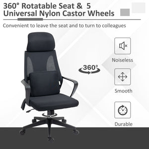 Office Chair High Back, Ergonomic Mesh Computer Chair Executive Task Chair with Massage Lumbar Support & Headrest Rocking