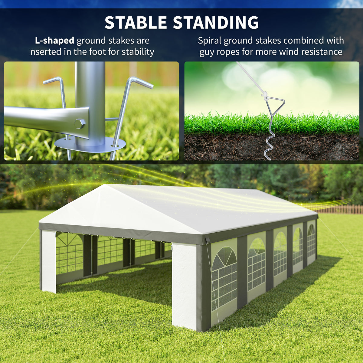 16'x32' Heavy Duty Large Party Tent & Carport with Removable Sidewalls, Portable Garage Canopy Tent, White – view 12