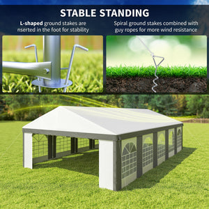 16'x32' Heavy Duty Large Party Tent & Carport with Removable Sidewalls, Portable Garage Canopy Tent, White – view 12