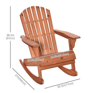 Wooden Adirondack Rocking Muskoka Chair with Slatted Wooden Design, Fanned Back and Classic Rustic Style – view 2